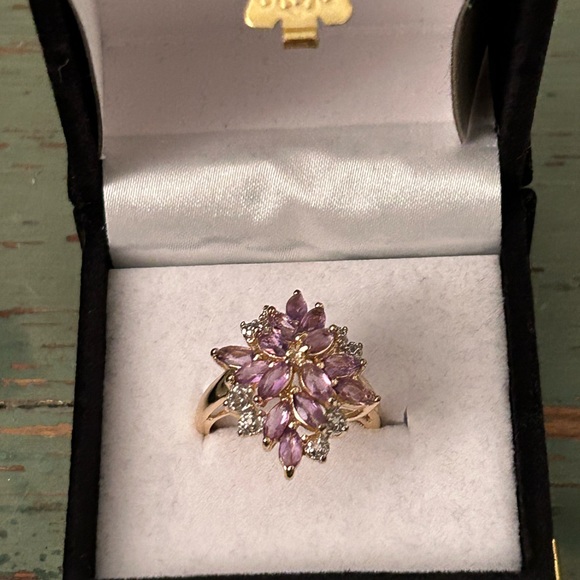 ❤️ Amethyst Flower Cluster Ring 😍 Marked lowest price 🥰 - Picture 9 of 15
